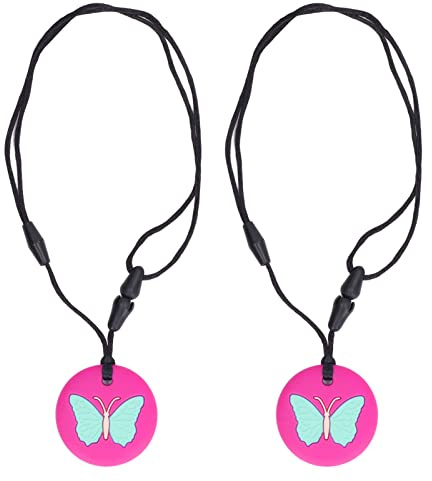 LIYJTK Collar para Masticar de Silicona Segura para la dentición de niños pequeños (Rosa roja)