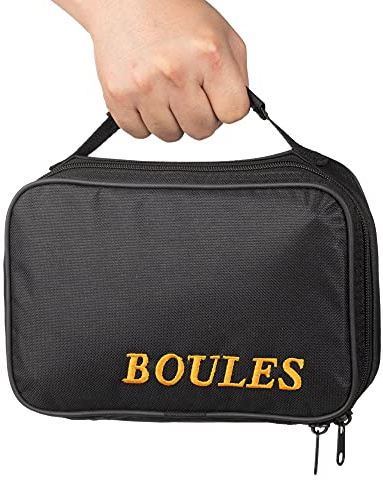 Tofern Lote de 2 Sacoche Trousse Jeu de Boules Nylon Oxford Robuste Pratique Sac à Main Pétanque sans Boules Adaptación 3/6/8 Boules, Noir pour 3 Boules