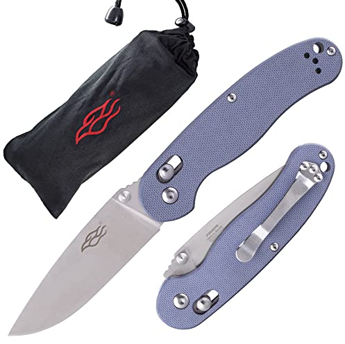 Firebird GANZO FB727S-GY Couteau Pliant de Poche Lame en Acier 440C 78 mm G10 Poignée Antidérapante avec Clip Camping EDC Couteau 184 mm 81 g (Gris)