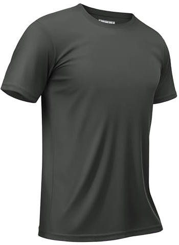 TACVASEN Camiseta Protección Solar Hombre Camisa de Playa de Manga Corta Camiseta de Natación de Secado Rápido Top de Protección UV Camiseta UPF 50+ Gris Oscuro