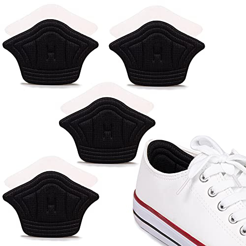 SULPO 4 paires Coussinets de talon pour chaussures - Autocollants grâce à des coussinets adhésifs puissants - Inserts en coton et éponge - (noir, 5 mm)