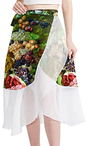 Fruit Pot Women Beach Sarongs Sheer Cover Ups Chiffon Bikini Wrap Skirt for Swimwear Multicoloured
