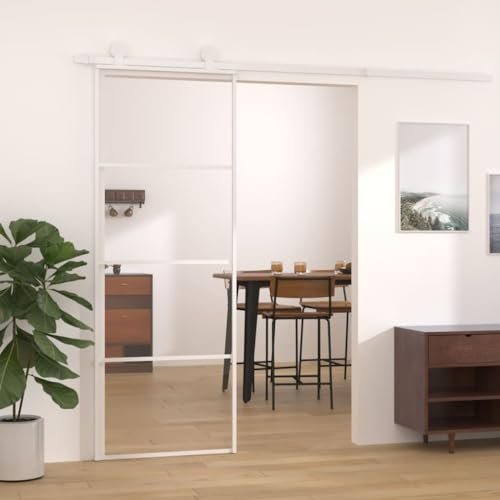 Porte coulissante Verre ESG et aluminium 76x205 cm Blanc
