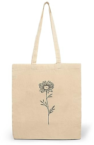 CLAMATO Tote bag tela in Cotone 38x42cm - Shopper in tessuto - Borse shopping - Canvas 130 g/m2 (Girasole)