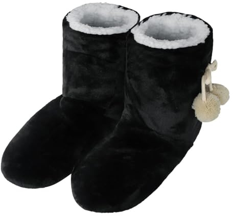 PENINSULA LOVE Women Soft Fleece Boot Slippers Fuzzy Warm Indoor House Slippers Plush Lining Non-slip Bootie with Pom Poms