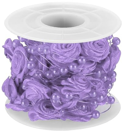 PATIKIL Rose Pearl String Beads, 16.4 Ft Artificial Pearl Wire Garland for Christmas Party DIY Craft Home Wedding Decorative Purple