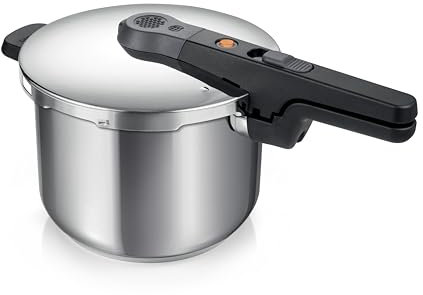 Tescoma 701306 Pentola a pressione acciaio inox, capacità 6 litri, 4 dispositivi di sicurezza, linea Element