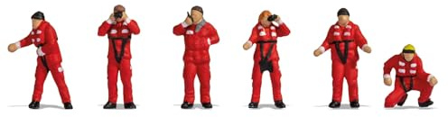 Noch® Set de Figurines « Seenotrettung », Figurines avec Jumelles et Radio en Plastique pour l'écartement H0, coloré à la Main