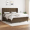 WRJENFSC Jugendbett Bettgestell gepolstert Gästebett Boxspringbett mit Matratze Dunkelbraun 180x200 cm Stoff Geeignet für Studentenwohnheim, Wohnung, Büro, Hotel