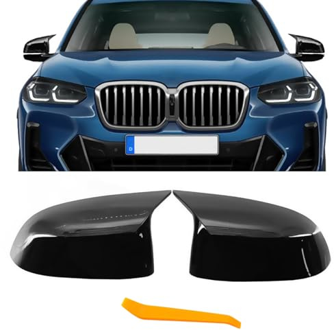 TTCR-II 2 PCS Kompatibel mit Rückspiegel Abdeckung BMW X3 G01 G08 X4 G02 X5 G05 X6 G06 X7 G07 2019-2024 Spiegelkappen X3 X4 X5 X6 X7 Seitenspiegelgehäuse Links und Recht (Glanz Schwarz)