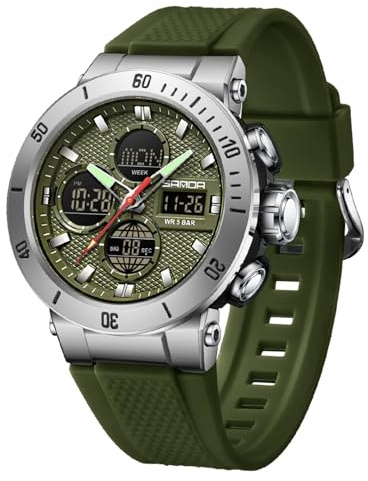 Yuxier Military Watches for Men Waterproof Tactical Watches Men Army Digital Sports Triple Time|Multi Alarm|Automatic Calendar|Led Back Ligh(Greens)