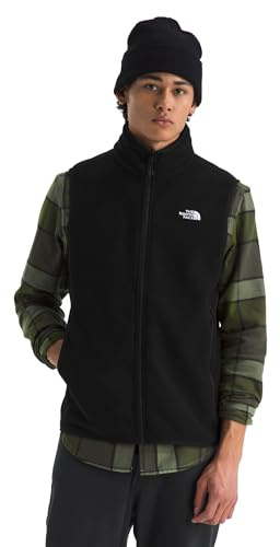 The North Face Men's Glacier Fleece Vest - Soft Fleece Zip Up Vest, Zip Hand Pockets, Reinforced Binding, TNF Black, Medium