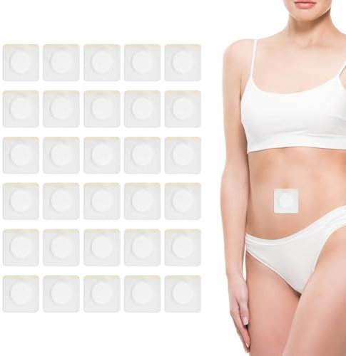 30pcs Castor Oil Belly Button Patch, Non-Woven Fabric 2.76x2.76in Stomach Pads Organic Cotton Self-Adhesive Castor Packs Wrap Compress No Leakage (Oil Not Include)