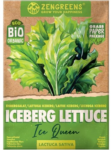 ZenGreens® – Graines de laitue iceberg bio - Semences potagères - Graines de légumes pour une culture facile au jardin, sur le balcon ou dans un potager surélevé - Ice Queen