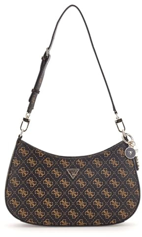 GUESS Noelle II Top Zip Shoulder Bag Brown Logo
