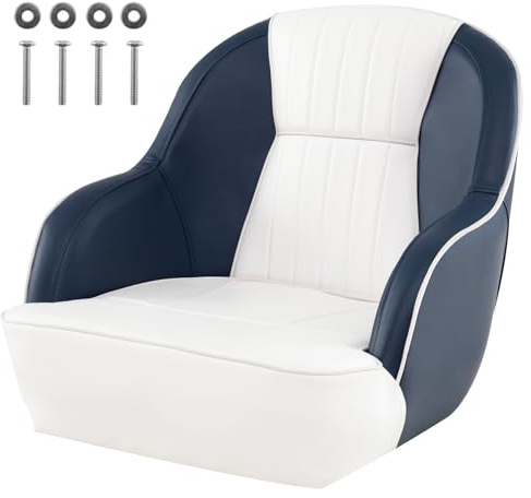 GOPLUS Siège de Bateau, Siège de Pilot avec Dossier, Chaise Pilotage Recouverte Cuir Artificiel et Rembourrée en Mousse, Design Ergonomique, pour Pêche, Yacht, Charge 150KG (Bleu,58x54,5x49 CM)