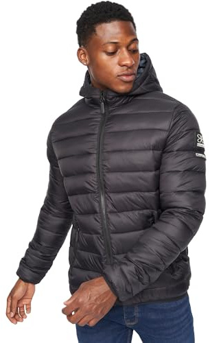 Crosshatch Mens Jacket Lightweight Padded Water Resistant Coat Hooded Bubble Zip Stay Warm Technology Quilted Lined