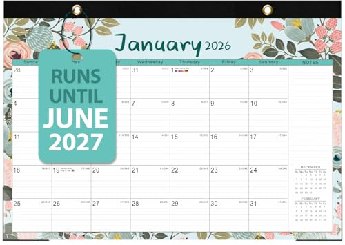 2026 Desk Calendar, Monthly Desk Pad Calendar, Jan 2026 - Jun 2027, Large Size 17x12 Table Planner with Protect Paper, Stickers, Office Supplies and Desk Accessories for Women
