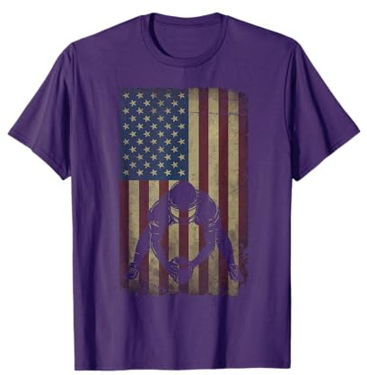 Football Center Snapper American Flag USA T-Shirt