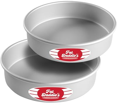 Fat Daddio's Anodized Aluminum Round Cake Pans, 2 Piece Set, 8 x 2 Inch