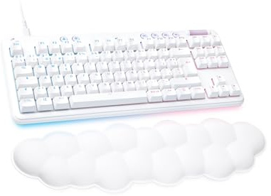 Logitech - G G713, Tastiera da gaming con cavo, con illuminazione Lightsync RGB, interruttori lineari (GX Marrone) e poggiapolsi per tastiera, compatibile con PC e Mac, Bianco nebbia