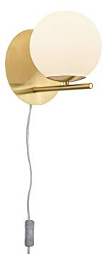 Trio Leuchten Wandleuchte Pure 202000108, Metall Messing matt, Glas weiß, exkl. 1x E14