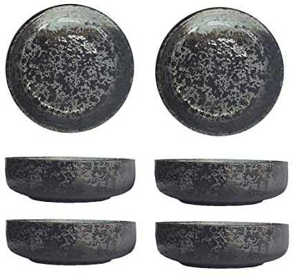 Colias Wing 3.5 Inch Japanese Style Classic Porcelain Side Dish Bowl Seasoning Dishes Soy Dipping Sauce Dishes-Set of 6-Black