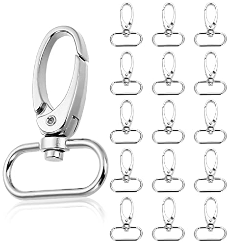 30 Stücke Schlüsselanhänger D-Ringen,Schwenkverschluss Karabinerhaken Hummer und Schlüsselanhänger Set,Schwenker Schlüsselring Verschluss Schwenk 360° Drehbar Karabinerhaken (Silber)