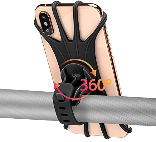 ROCKBROS Cykelhållare 360 ​​Grader Roterbar för 4,0-6,8 Tums Smartphone Tillverkad av Silikon Motorcykelhållare E-cykelhållare för Styr Universal