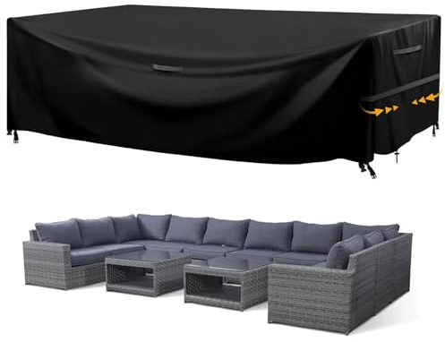 GARPROVM Abdeckung für Gartenmöbel Wasserdicht, Abdeckplane Gartenmöbel Oxford Gewebe Abdeckplane für Sitzgruppe Outdoor Sofa Tisch Möbelsets (315 x 180 x 74 cm)