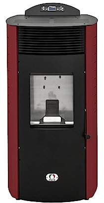 STUFE A PELLET ITALIA Siberia Aria New 18 KW Doppel Kanalisieren | Pelletöfen Effizienz 91% Heizt 180m² Autonomie 30 Std Programmierbar 5 Geschwindigkeiten und Kräfte 24 Monate Garantie Rot