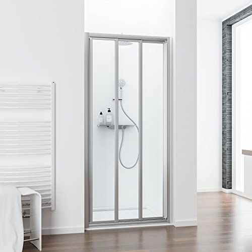 Schulte porte de douche coulissante niche 80 x 185 alu-argenté, 3 volets
