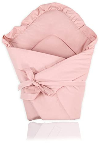 PIMKO Nid d'ange Bebe avec Volants Couverture Croissant pour bébé Réversible Enveloppante Bébé en 100% Coton (Rose)