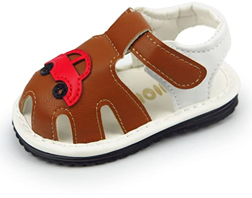 WILLFUN Baby Boys Girls Summer Squeaky Sandals Infant Premium Rubber Sole Closed-Toe Non-Slip Shoes for Toddler First Walkers