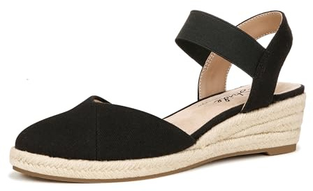 LifeStride Womens Kimmie Wedge Espadrilles Black 9 W
