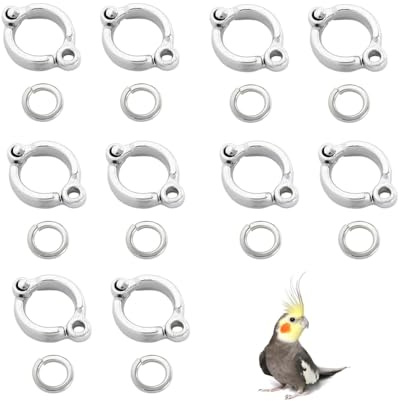 Leadigol 10 pcs 5.5MM Bird Leg Rings,Metal Bird Foot Rings,Parrot Foot Rings,Outdoor Fly Training Parrot Leg Bands,Birds Training Activity Opening Clip