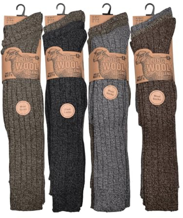 Chaussettes hautes en laine mélangée de mouton pour homme - Chaussettes thermiques d'hiver douces et classiques - Chaussettes épaisses et robustes en laine mélangée - Chaussettes respirantes et