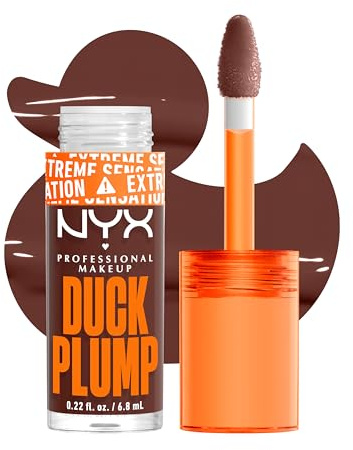 NYX Professional Makeup Lipgloss mit Schmollmund-Effekt, Glossy Finish & intensive Farbe, Extremes Volumen & Fülle dank Ingweröl, Vegane Formel, Duck Plump Lip Lacquer, Twice The Spice