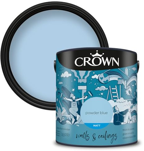 Crown Walls & Ceilings Matt Emulsion Paint, Size 2.5L, Powder Blue