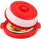 Microwave Food Splatter Cover & Base Mat,10.5 Inch Large Plastic & Silicone Vented Collapsible Guard Lid, Plate Holder Colander for Meal (red)