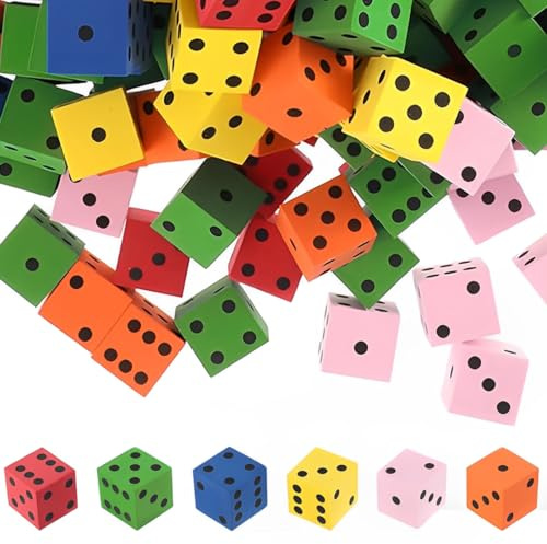 CATOR 48 Pièces Dés en Mousse Légers, Cubes de Dés en Mousse avec Points Numériques, Jeu de Mathématiques Créatif, Bijoux Reiki, pour femme, Noël, Saint Valentin