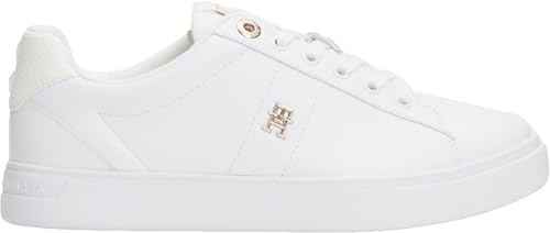 Tommy Hilfiger Damen Court Sneaker Schuhe aus Leder, Weiß (White), 38