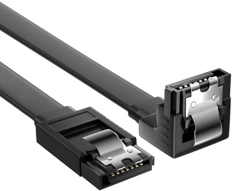 6Gbps SATA III Cable 50cm, 90 Degree Right Angle SATA 3 Data Cable with Locking Latch, L Shape for Internal HDD SSD Optical Drive High Speed for Motherboard Host Controller PC Desktop Computer Storage