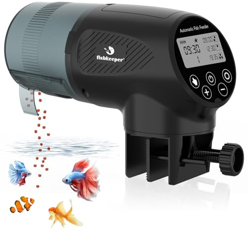 fishkeeper Automatic Fish Feeder for Aquarium, Moisture-Proof with LCD
