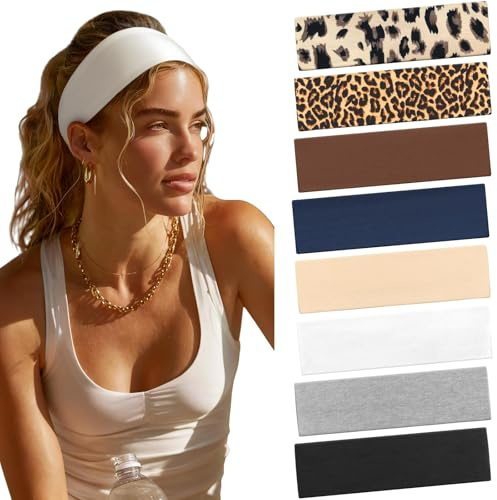 AWUMBUK Diadema deportiva para mujer, paquete de 8 unidades, color negro, bandas antideslizantes para el pelo, unisex, banda para el cabello, deporte, yoga, entrenamiento, correr, fitness, gimnasio