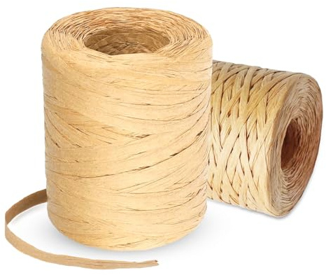 2 Rollen 400m Raffia Garn Bastband Naturbast Papiergarn