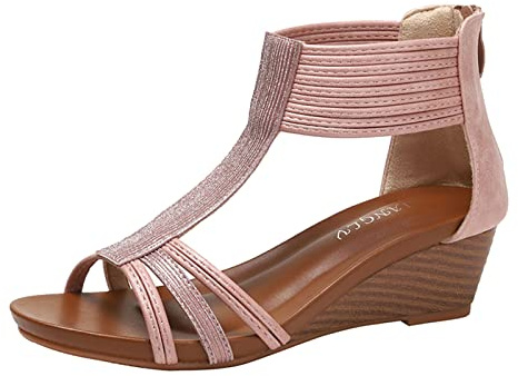 Uwdiohq Zapatos De Mujer Sandalias Cuña Playa Plantilla Estilo Bohemio Sandalia Pala (Pink, 40) Bajas Numero 35 Rehabilitación Primavera Con Soporte Arco Adolescentes Chica Negras Plataforma 43