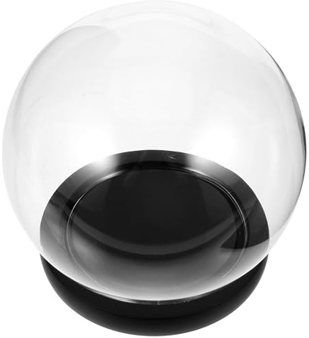 VILLCASE Glass Dome Display Case for Storage and Display Sphere Shape with Plastic Base of Micro Landscape and LED Lights, for Home and Office Decoration