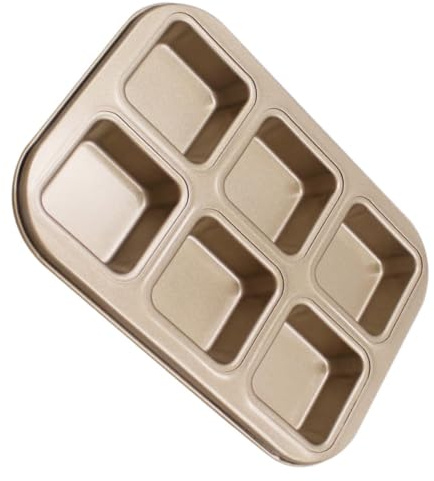 Uonlytech Teglia da Forno Stampo Quadrato Antiaderente in Acciaio al Carbonio Oro 6 Scomparti e Cucina Pratica e Salutare per Muffin Torta Uso Professionale