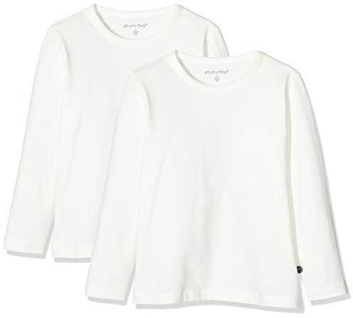 MINYMO Mädchen Basic 35 -T-shirt (2-pack) Bluse, Weiß, 92 EU
